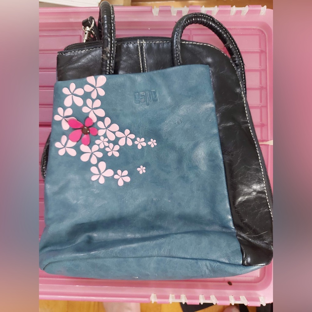 ESPE Blue & Black Vegan Leather Purse